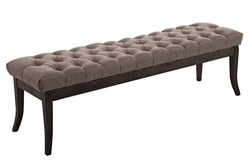 Taburete Pie De Cama Ramses En Tela | Banqueta Altura De Asiento: 46 cm | Banco De Entrada con Base En Madera Oscura Antigua I Color:, Color:Gris Pardo, Tamaño:150 cm