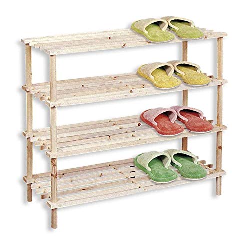 TIENDA EURASIA® Zapatero de Madera Natural. Estantería Disponible en 3 tamaños. Diseño Sencillo y Compacto. Ideal para Cualquier rincón de tu hogar. (Natural, 4 Alturas)