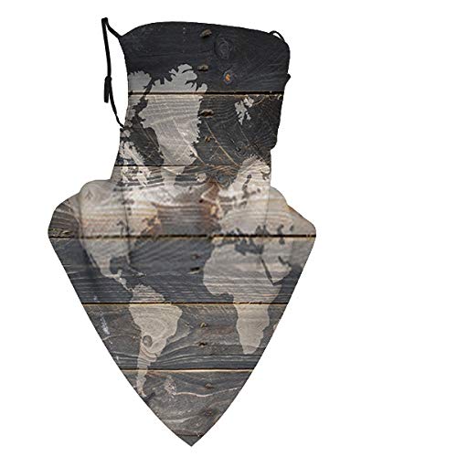 Timdle World Map On A Wooden Wall D Multipurpose Neck Gaiter, Elastic Face Shield for Men and Women