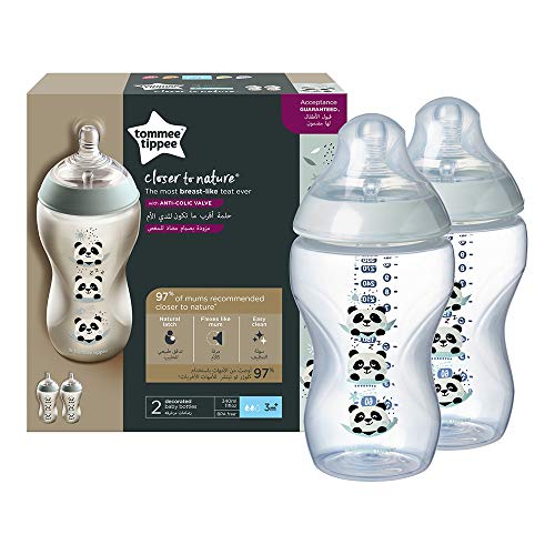 Tommee Tippee Biberones Closer to Nature, 340 ml, 2 Unidades, Rosa