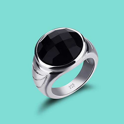 TONGTONG Anillo De Plata De Ley 925 con Adornos De Plata, Anillo Neutral De Obsidiana para Hombres Y Mujeres, Anillo De Joyería De Moda De Colocación Diaria