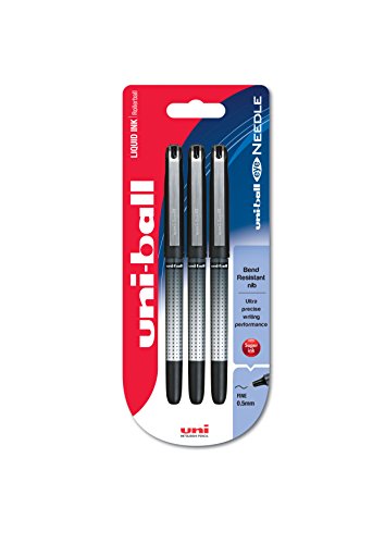 Uni-Ball UB-185S Eye Needle - Pack de 3 bolígrafos, 0.5 mm, color negro