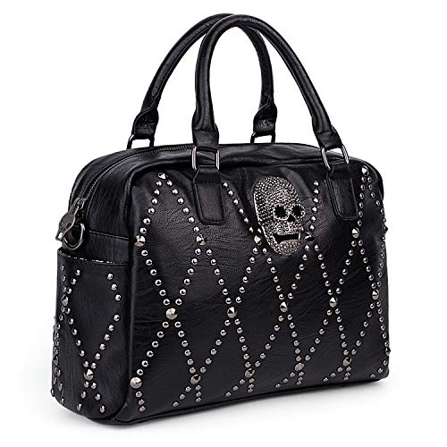 UTO - Bolso de Hombro de Mujer Bolso Tote Moda de Cuero Sintético Remache Tachonado Calavera Cráneo Estilo Punk Gótico con Bolsillo Estilo 20