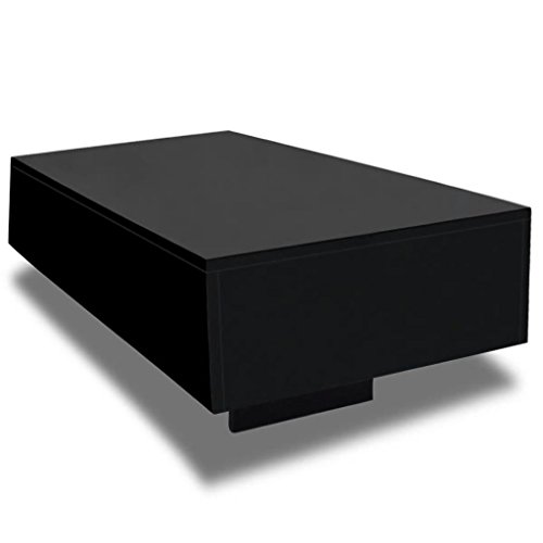 vidaXL Mesa de Centro Fibra de Vidrio y MDF Negro con Acabado Brillante Mesita