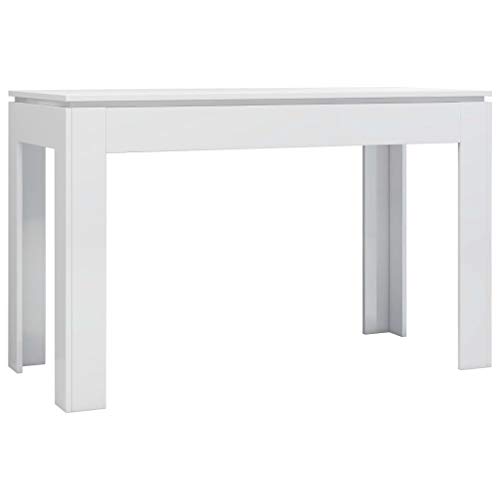 vidaXL Mesa de Comedor Muebles de Salón Cocina Sala de Estar Hogar Robusto Estable Duradera Moderna de Aglomerado Blanco Brillante 120x60x76 cm