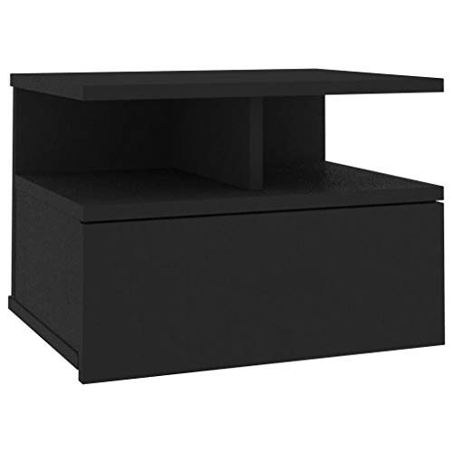 vidaXL Mesita de Noche Flotante Aglomerado Mobiliario Hogar Decoración Diseño Sencillo Elegante Funcional Práctico Compacto Útil Negra 40x31x27cm