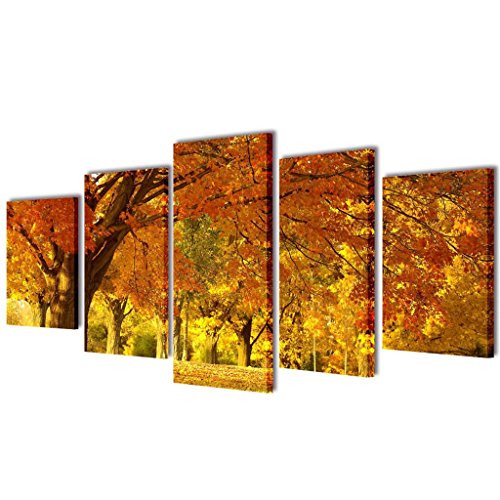 vidaXL Set Imagen Cuadro Pintura Póster Lienzo Pared Decoración Bosque Arces 100x50cm