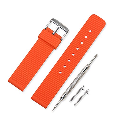 Vinband Correa Reloj Calidad Alta Impermeable Recambios Correa Relojes Caucho Hombre Mujer Negro - 18mm, 20mm, 22mm, 24mm Silicona Correa Reloj con Quick Release Pins (22mm, Naranja)