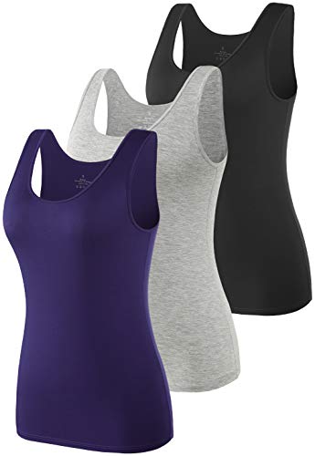 Vislivin Camisetas sin Mangas Casuales elásticas Supersoft Camisole para Mujer Negro/Gris/Azul Oscuro M