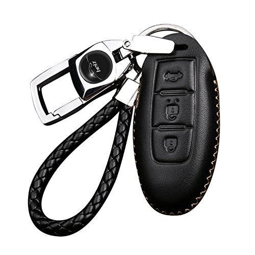 Vococal 3 Botones Cubierta del Protector del Control Remoto del Coche Shell Fob PU Funda de Cuero con Llavero para Nissan Teana X-Trail Livina Sylphy Tiida Geniss