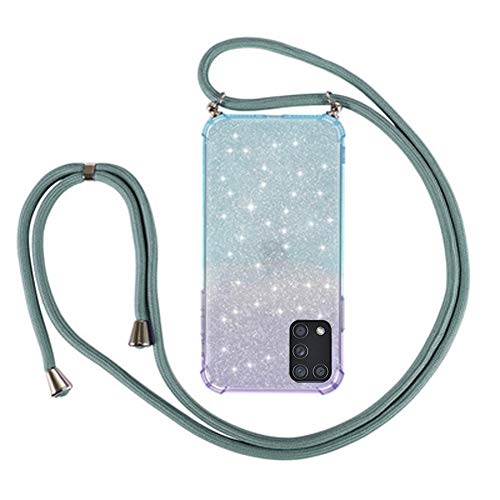 VooDirop - Funda para teléfono móvil compatible con Samsung Galaxy A51, silicona, con banda suave, flexible, transparente, brillante, TPU, antigolpes, funda para Galaxy A51 morado/azul Talla única