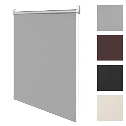 wolketon Blackout Thermal Roller Blind Window Blind 100% Blackout sin perforación/Herramientas requeridas con Accesorios para un Mejor sueño, Gris, 110 * 200cm