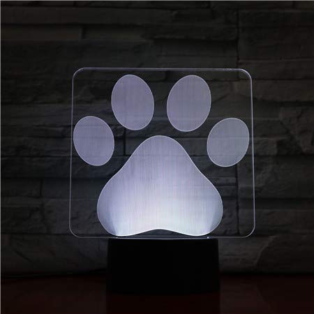 WoloShop Lampara LED Pata Perro Cambia Color USB Luz Nocturna