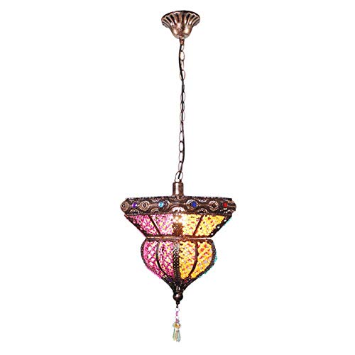 WYFX Crystal Flush Mount Arab Pen Shop Restaurant Hanging Lamp Plug inr Turkish Moroccan Hanging Light Manual Stained Acrylic Shades Wrought Iron Lantern Lamps Fittings Bedroom Dinin