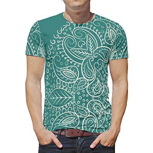 XJJ88 Camisa bohimiana para Hombre, diseño de Mandala de Color Cian Oscuro, impresión con Textura, Transpirable y cómoda Blanco Blanco 3XL