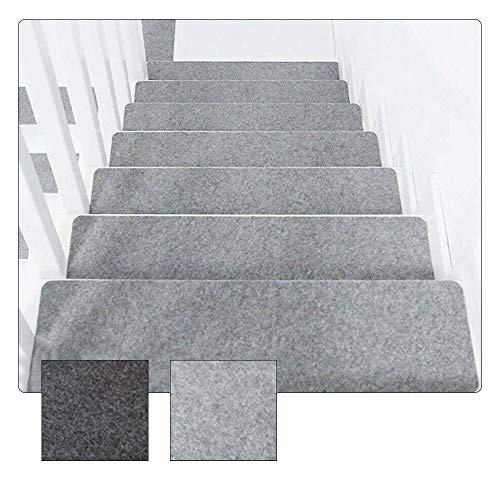 XQK 14Pcs Alfombra Escalera Alfombra Adhesiva Antideslizante Alfombrillas Cubre Alfombras Lavable De Seguridad para Niños Ancianos Y Mascotas (Gris Claro)