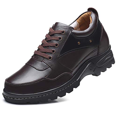 XZHFC Otoño/Invierno Zapatos De Los Hombres De Los Zapatos En Cuero con El Aumento De Altura-Ligero Y Versátil De Los Zapatos Ocasionales Aumentar Invisible De 9 Cm Brown-42=265mm