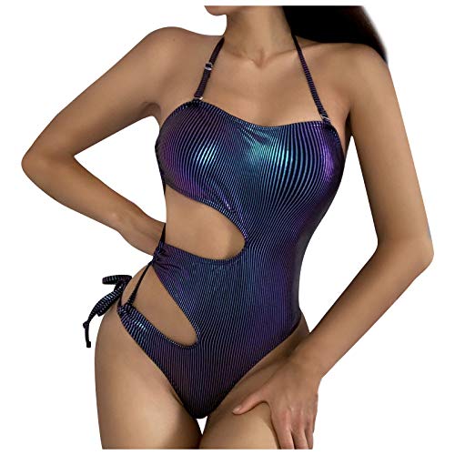 YANFANG Traje De BañO Bikini Mujer Bikinis Sujetador Push-Up Sexy Dos Piezas Bohemio BañAdores Tops Braguitas Ropa Playa Vikinis CordóN Hueco Cuello Colgante Una Pieza Swi Alta Elasticidad