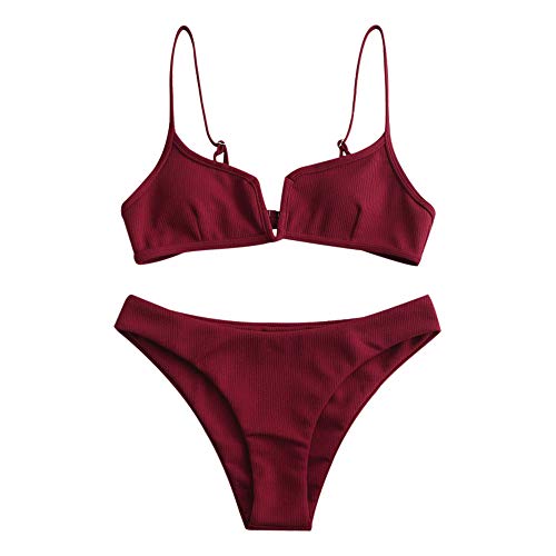 ZAFUL - Conjunto de bikini de dos piezas para mujer con cable acolchado en V