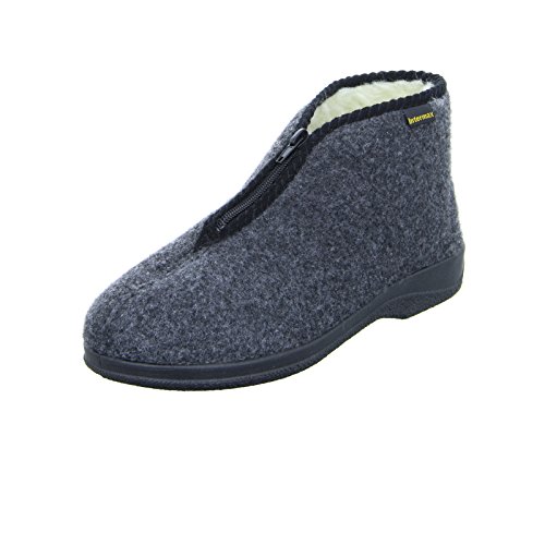 Zapatillas de estar por casa Intermax, para hombre, con cremallera, forro de lana y fieltro color antracita, color Negro, talla 43 EU