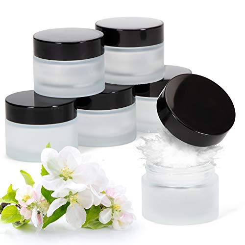 ZEM 6 latas con tapa, 6 latas para crema sin contenido, tarros de cristal vacíos de 50 ml, adecuado para viajes, de cristal para cremas o cosméticos