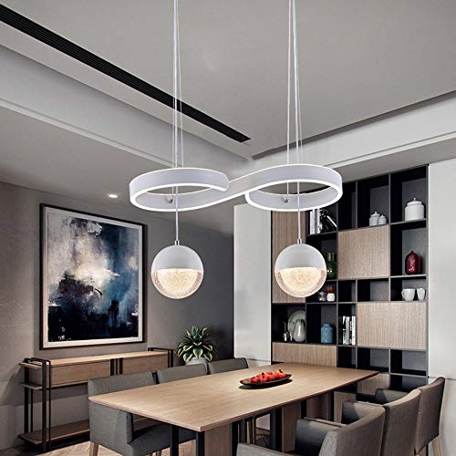 ZLX Blanco Simple Moda Lámpara De Restaurante Led Doble Cabeza Bola De Cristal Poste Moderno Creativo Bar Cafetería Lámpara De Hierro Forjado Alto 520 Mm * Ancho 500 Mm