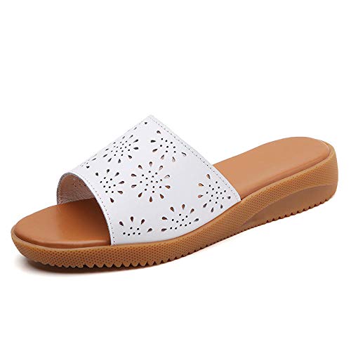 Zquest Pantuflas de Mujer, Zapatos Casuales Sencillos de Suela Blanda, Zapatos de Mujer de Moda Que Combinan Perfectamente-B-White_40