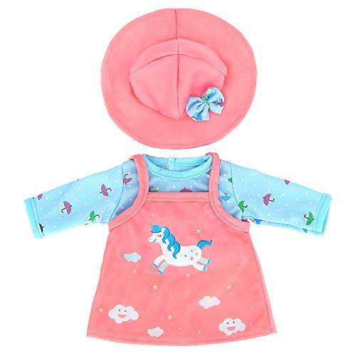 ZWOOS Ropa de Muñecas para New Born Baby Doll, Atuendo Unicornio con Sombrero para 18 " Muñecas (40-45 cm)