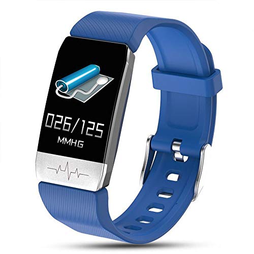 ZZS Reloj Deportivo, Control De Temperatura En Tiempo Real Reloj De Medición De Presión Arterial IP67 Reloj con Cámara De Control Remoto A Prueba De Agua,Azul