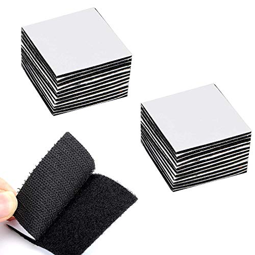 15 unidades 60 x 60 mm, cinta de velcro industrial, autoadhesiva, color negro, cierre de velcro, cinta de velcro de doble cara, extra fuerte y cinta de gancho