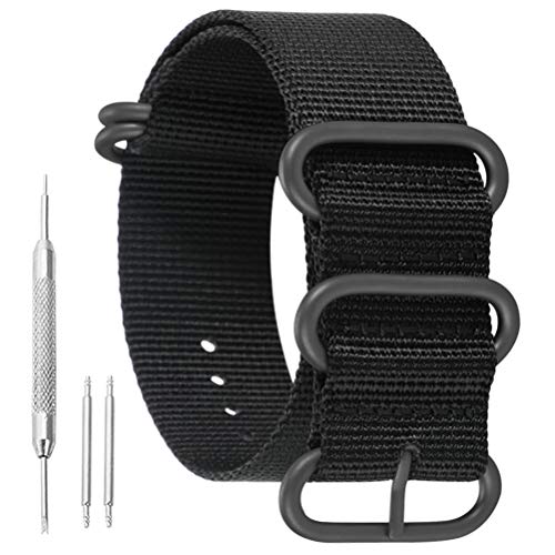 20mm Prima de Lujo Negro Estilo de la NATO Robusto exótica Nylon Suave Tipo Reloj Pulsera de los Hombres del Deporte