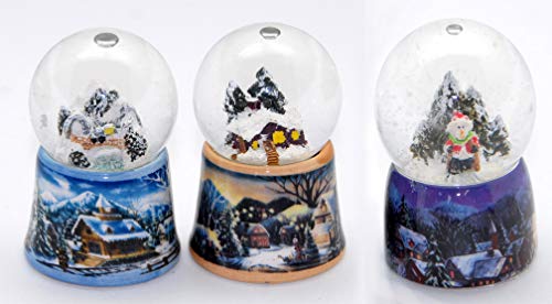 3 bonito Mini-globos de la nieve invierno y Navidad con porcelana casquillo - 20007