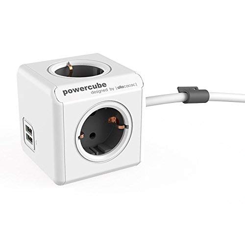 Allocacoc Power Cube 4 + 2 usb 1, 5 m de cable, 1 pieza, color blanco, 47529