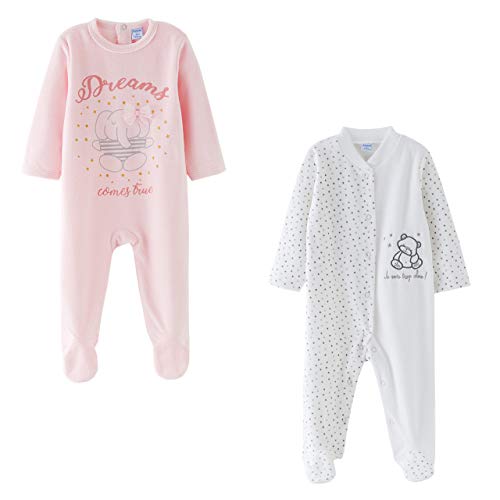 Amomí Pijama Manga Larga Terciopelo Bebé Niña 24M Set de 2 (24 Meses, Set de 2 Elefante+ Osito)