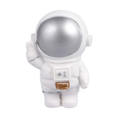Amosfun - Figura de resina astronauta de pastel, topper Spaceman, decoración de escritorio, decoración de astronauta, decoración de fiesta, suministros de plata, Petit, plata, 1