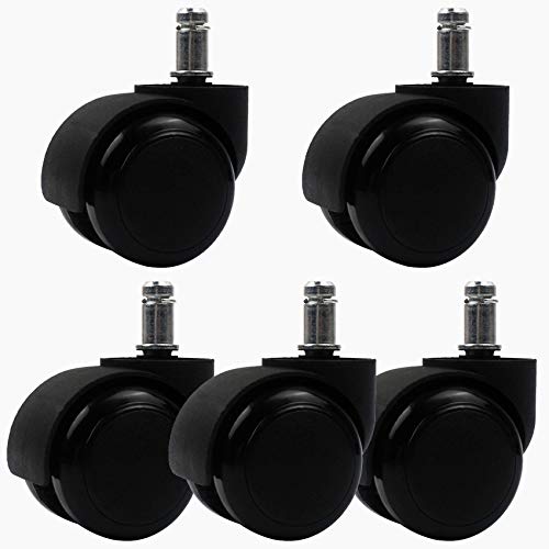 AMYZ 5 Ruedas giratorias para Muebles, Ruedas giratorias Negras, Ruedas de Repuesto para sillas de Oficina de 2 Pulgadas, Ruedas silenciosas, para Madera, Laminado, Pisos de baldosas, Soporte de