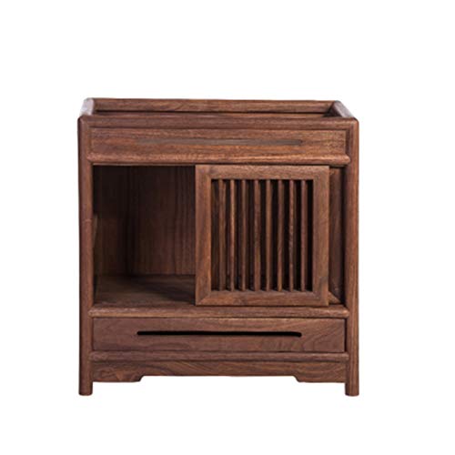 Anmy Gabinete de té de Estilo Chino Lado de Madera Maciza de Madera Negra Muebles de Nuez Negro gabinete de té Gabinete de Buffet (Color : Black Walnut, Size : 60x40x66cm)