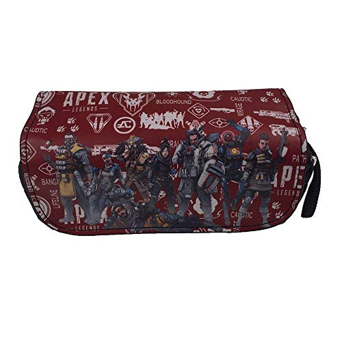 Apex Legends Multilayer Girls Boys Estuche de lápices Papelería Grande Bolsa Cierre de Cremallera Accesorios Escolares Caja de la Pluma Unisex (Color : Red, Size : 20 X 8cm)