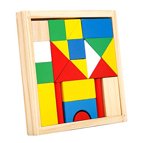 Apilamiento de Madera patrón de Bloques Niños Tangram Bloques Rompecabezas Toy de Juguetes educativos para niños pequeños niños niños en Edad Preescolar