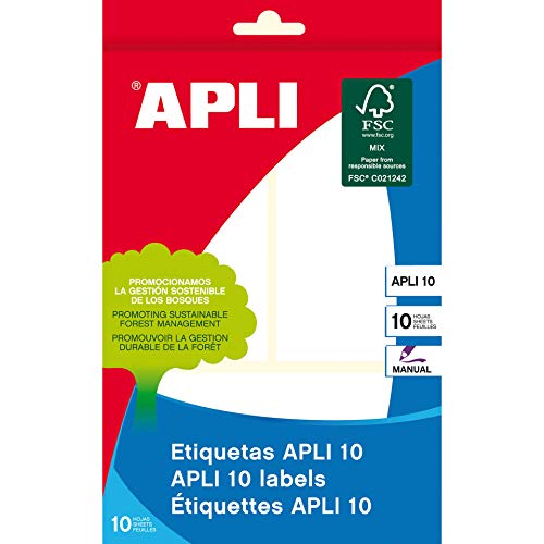 APLI 1660 - Etiquetas blancas (53 x 100 mm) 10 hojas (708242)