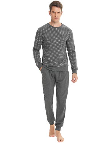 ARBLOVE Pijamas Hombre Invierno Manga Larga Pantalones Larga Conjuntos de Pijama para Dormir, Suave,Cómodo y Agradable