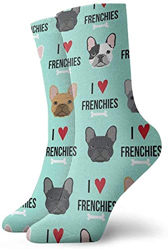 artyly Calcetines transpirables Frenchie Dog Fabric Unisex Athletic Crew Calcetines Medias Casual Algodón Tobillo Calcetines 30cm