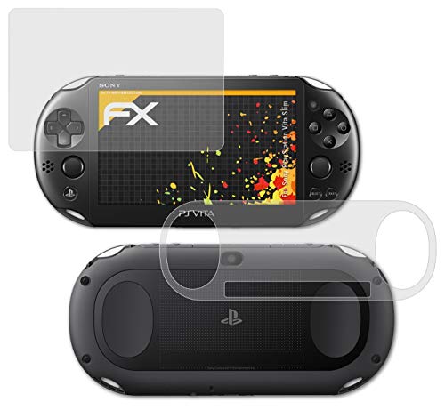 atFoliX Película Protectora compatible con Sony PlayStation Vita Slim Lámina Protectora de Pantalla, antirreflejos y amortiguadores FX Protector Película (Set de 3)