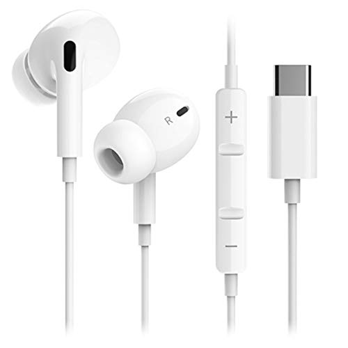 Auriculares USB Tipo C, In-Ear Sonido Estéreo Auriculares con Función de Reducción de Ruido de HiFi, Micrófono de Soporte y Control de Volumen, Compatible con Huawei, Samsung, HTC,Oneplus,iPad Pro