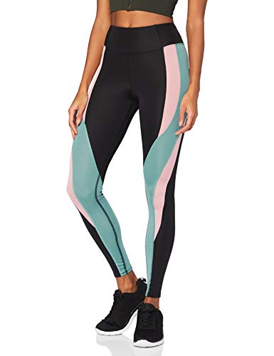 AURIQUE BAL1120 Leggings de Deporte, Negro/Azul Viejo/Rosa Pastel, 38