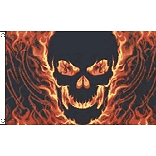 AZ FLAG Bandera Calavera con Fuego 150x90cm - Bandera Pirata 90 x 150 cm