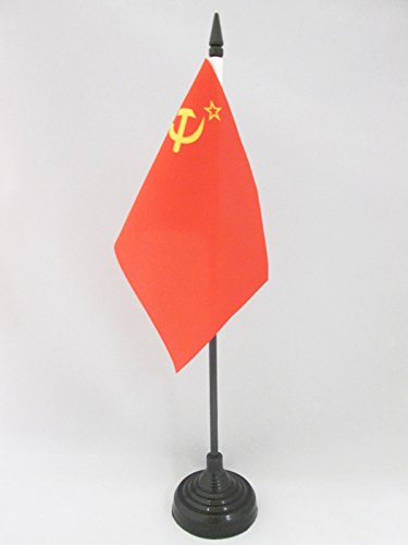 AZ FLAG Bandera de Mesa de la URSS 15x10cm - BANDERINA de DESPACHO ROJA - Comunista – SOVIÉTICA - Rusia 10 x 15 cm