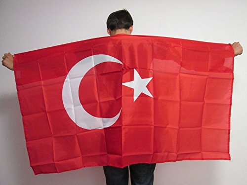 AZ FLAG Bandera de TURQUÍA con Mangas para hinchas - Bandera TURCA 90 x 150 cm