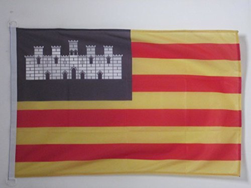 AZ FLAG Bandera Nautica de Las Islas BALEARES 45x30cm - Pabellón de conveniencia BALEÁRICA 30 x 45 cm Anillos