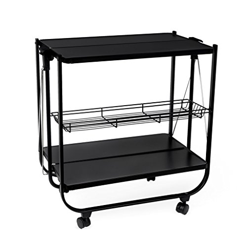 Balvi Carrito Servicio Origami Color Negro Plegable con Ruedas Metal 69x68x40cm